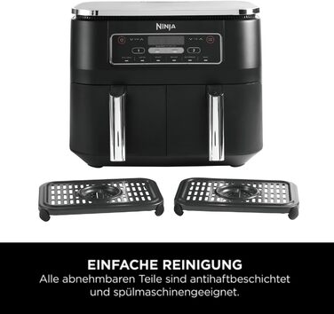 Фритюрниця повітряна Ninja Foodi Dual Zone, 7.6 л, 2 зони, 6-в-1, чорна AF300EU