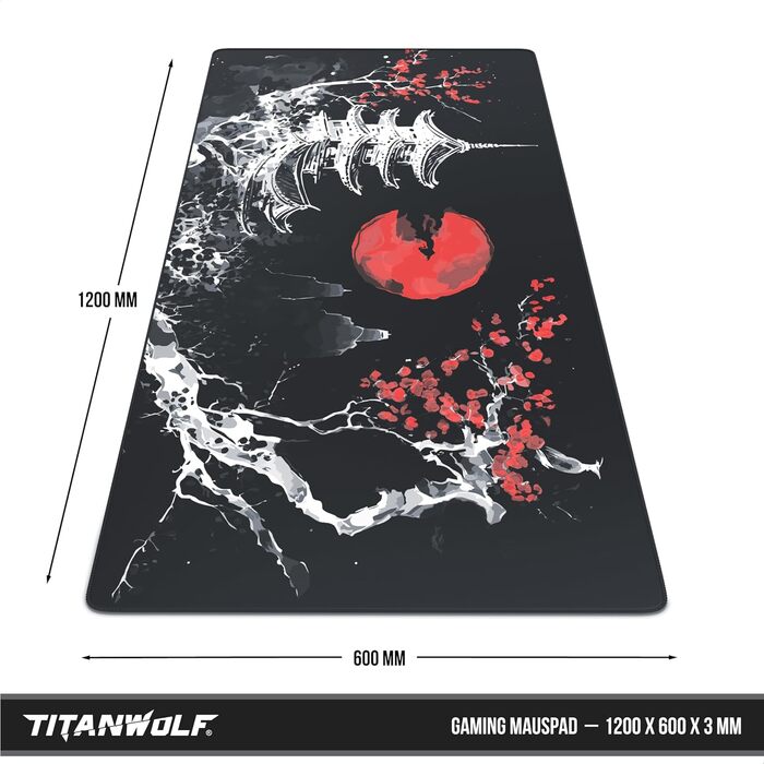Килимок для миші Titanwolf XXXL 1200x600mm з мотивом Японського живопису (чорний)