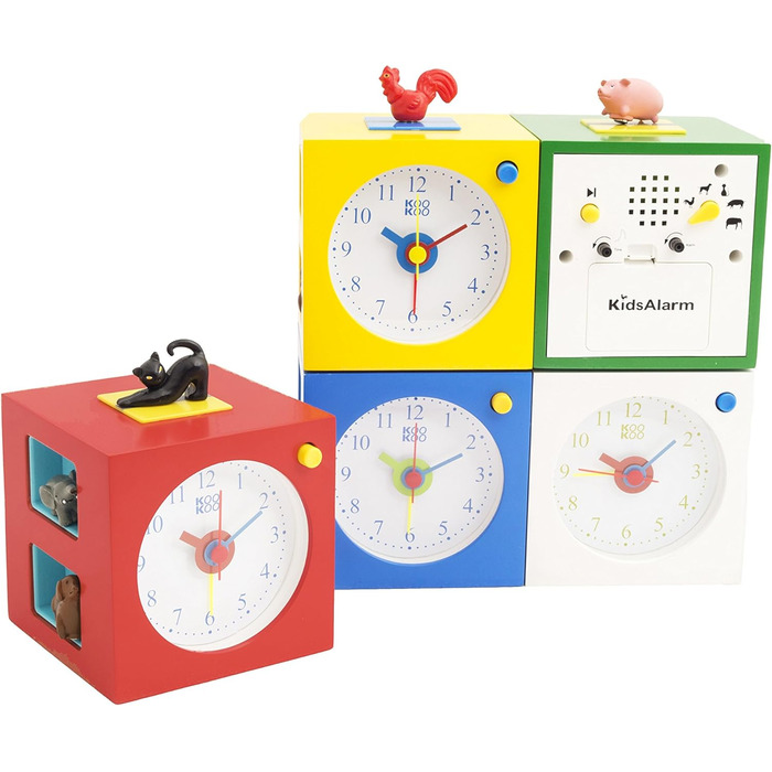KOOKOO KidsAlarm Blue, Children's Alarm Clock with 5 Farm Animals and Real Recordings