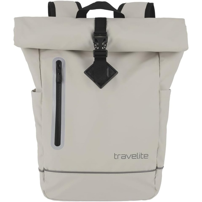 Водонепроникний рюкзак Travelite Rolltop для велосипеда та відпочинку, з відділенням Rolltop і світловідбивачами, 19 л, 48 см, колір айворі