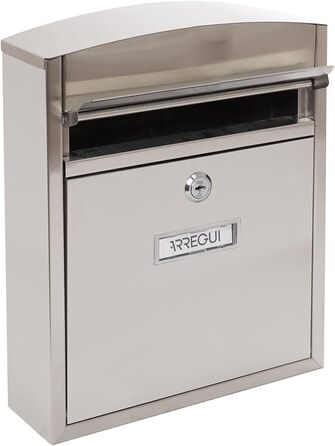 Поштовий ящик ARREGUI Compact E5731 сталевий оцинкований, білий (нержавіюча сталь), розмір S (DIN A5), настінний, водонепроникний, з табличкою для імені, 2 ключі, легкий монтаж
