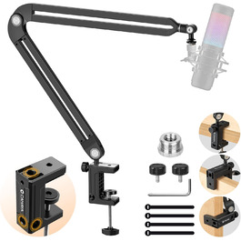 Підлокітник для мікрофона CAHAYA CY00380-1: регульований штатив з широкою основою, адаптер 3/8' - 5/8'