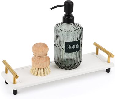 Вбираючий лоток Segbeauty для кухонної стільниці, швидковисихаючий органайзер для мийки, підставка для мила, кам'яний піддон для аксесуарів, біло-золотий, 31 x 9,9 x 6,4 см