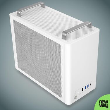 NEWWAY NC1 - Міні-ПК Tower у корпусі з металевою сіткою (білий) - Mini-ITX, Micro-ATX, ITX, USB Type-C, 9MM вентилятор
