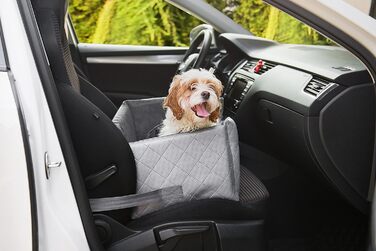 Автокрісло для собак та котів | Чорний велюр | 57x50 см | Зручне автоліжко для тварин