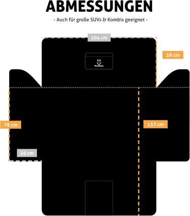Захист для багажника авто для собак [надміцний клямка] - килимок для багажника, ковдра для собак, SUV, Kombi, Kleinwagen - захист від вологи та бруду - безпечна перевозка собак, стандартний чорний колір
