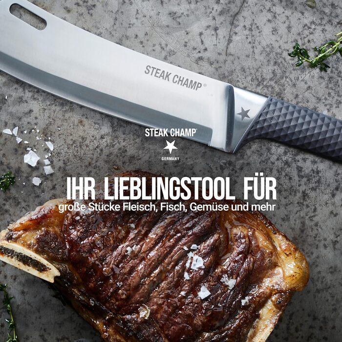 Кухонний ніж для стейків Steak Champ BBQ Pro 22 см, з гострим лезом із високоякісної сталі, ручне заточування, антиковзна ручка