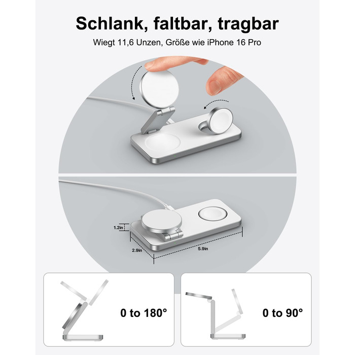 Бездротовий зарядний пристрій 3-в-1 MagSafe для iPhone, Apple Watch, AirPods Pro (білий)