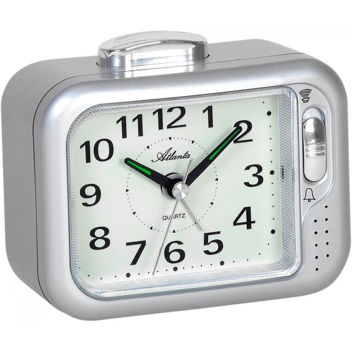 Atlanta Senior Alarm Clock Bell Clock Loud Analog Silver 1942-19