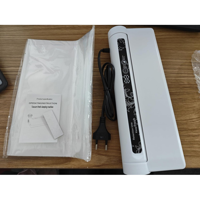 Вакуумний пакувальник з 20 пакетами, запаювач фольги, цифровий таймер, для зберігання сухих, вологих та свіжих продуктів