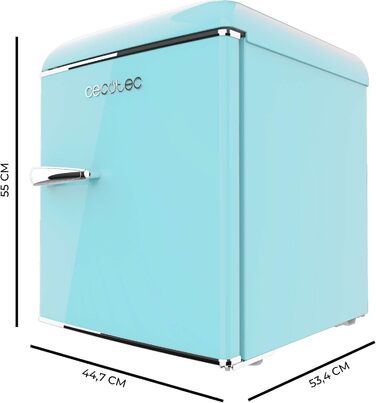 Cecotec Retro Mini Fridge - 45L Compact Refrigerator with Chrome Handle & Freezer Compartment - Red