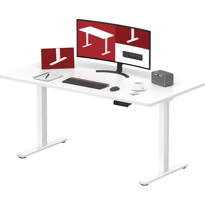 Електричний стіл SANODESK 120x60 см, 2 мотори, ергономічний, чорний, регульована висота, товщина стільниці 25 мм, для офісу та дому