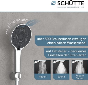 Ручна лійка для душу SCHÜTTE SAMOA RAIN з антинакипним покриттям | 3 режими, 300+ форсунок, хромована | для душу