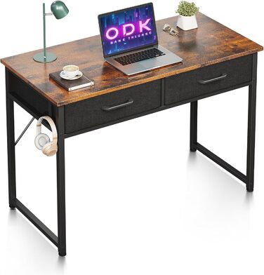 Комп'ютерний стіл ODK з 2 висувними ящиками, коричневий, 100x40x78.7 см