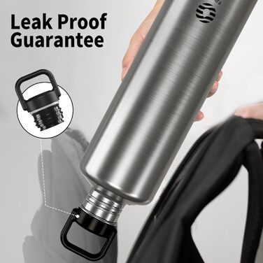 2L Stainless Steel Water Bottle | 2 Liter Single-Wall Water Canteen | Eco-Friendly Reusable Bottle | Plastic-Free and Leak-Proof Metal Water Bottle | 2l Eco Drinking Bottle, Green (Silver)