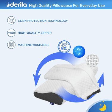 Подушка для шиї та голови Derila з Memory Foam Original. Ергономічна подушка для сну на боці, спині та животі (Queen, 1 шт.)