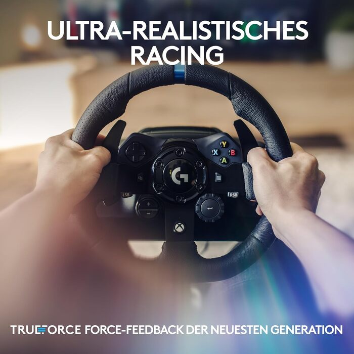 Руль Logitech G923 з педалями для Xbox, Xbox One та PC: TRUEFORCE, 1000 Гц, реактивні педалі, підтримка Dual Clutch Xbox | PC