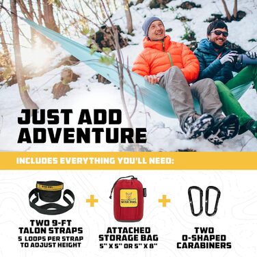 Гамак Wise Owl Outfitters для 1 особи - легкий туристичний гамак до 180 кг (синьо-зелений) + кріплення та карабіни