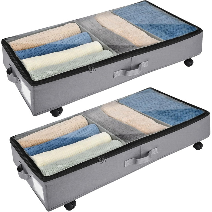 Органайзер для підлоги Xtsuen 2 шт. з роликами, велика місткість, для одягу, взуття та ковдр