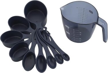 28-Piece Kitchen Utensil Set with Plastic Measuring Cup, Navy Blue