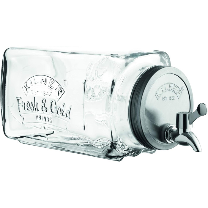 3-Liter Refrigerator Beverage Dispenser with Tap, Glass/Metal, Dimensions: 32.7 x 14 x 18 cm