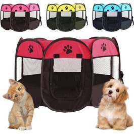 Клітка-забігайлище для цуценят та собак, складана, 73x73x43 см (Бургунді)