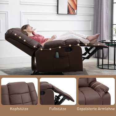 HOMCOM Electric Recliner Chair with Lift and Recline Function, Lift Chair for Seniors, Brown