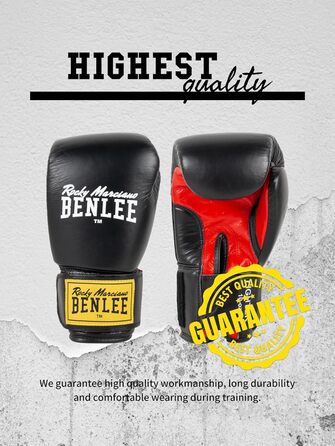 Боксерські рукавички BENLEE з натуральної шкіри Fighter Black/Red, 12 oz, Single