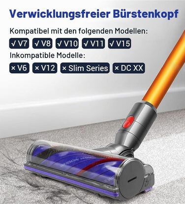 Оригінальна насадка-турбощітка Dyson V7 V8 V10 V11 V15 для твердих підлог та килимів (анти-заплутування)
