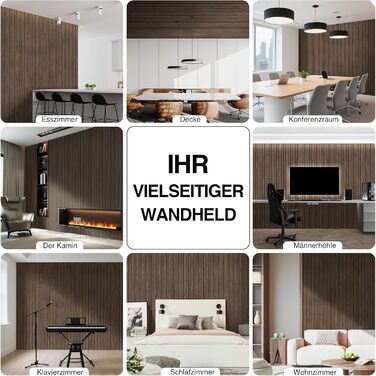 Акустичні панелі дерев'яні Holz 120x60 см (набір 4 шт, 2.88 м²) 3D для стін: студії, вітальні, офісу - горіх темний #11