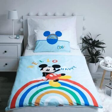Комплект постільної білизни Disney Mickey Mouse для немовлят JFabrics, 100% бавовна, блакитний, 100 x 135 см + наволочка 60 x 40 см