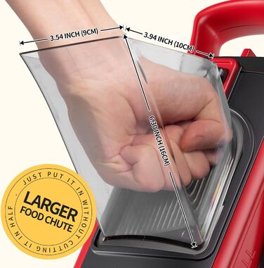 Мандоліна слайсер ONCE FOR ALL Upgrade Safe: великий, регульований подрібнювач овочів та продуктів, для нарізки картоплі фрі, знімні леза (червоний/чорний)