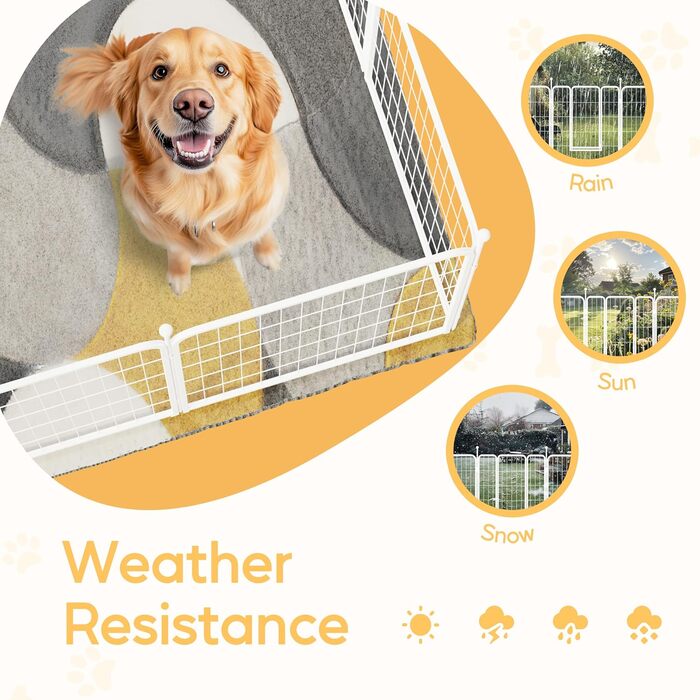 Вольєр для собак HealSmart, 61 см, 8 панелей, міцний метал, портативний, для дому та вулиці, для кемпінгу, двору, автодому, садового паркану, приватності, тераси, білий