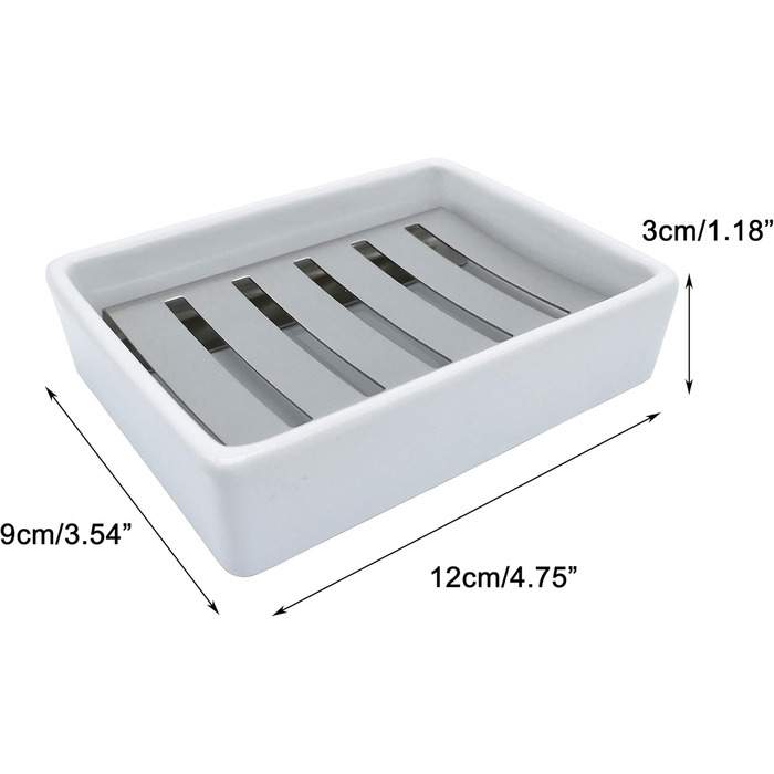 Миска для мила Lofekea з кераміки та нержавіючої сталі, двошарова мильниця для ванної та душу