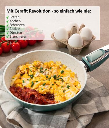 Каструля Cerafit Revolution 22 см, 2 шт., керамічне антипригарне покриття, для м'яса та смаження, з кришкою, без PFAS, Thermo Speed, підходить для всіх типів плит та духовки, можна мити в посудомийній машині