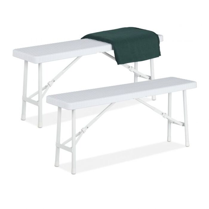 Relaxdays White Beer Bench, 2-Piece Set