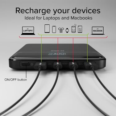 PowerBank SBS 20000 mAh 100W з LCD-дисплеєм: заряд для ноутбука, телефону, планшета, MacBook, iPad