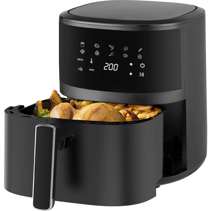Аерофритюрниця Extralink 4.2L, 1400W з 10 функціями приготування, LED-сенсорний екран, економія енергії, 90% менше жиру