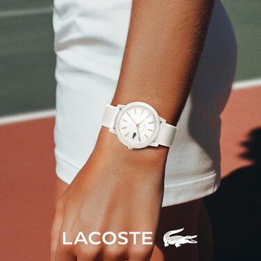 Годинник Lacoste кварцовий чоловічий/жіночий колекція Lacoste.12.12 з силіконовим ремінцем Petit Piqué (білий)