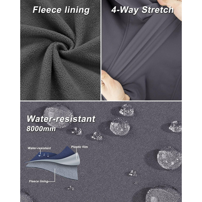 Жіночий софтшеллова жилетка 33000ft з капюшоном, флісовою підкладкою та 5 кишенями для їзди, бігу, піших прогулянок (4XL, світло-сірий)