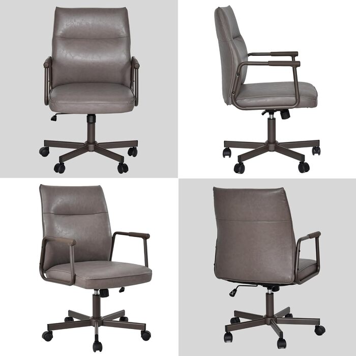 Офісне крісло Duhome з регулюванням висоти, поворот на 360°, матеріал PVC, для офісу, вітальні, спальні (сірий)
