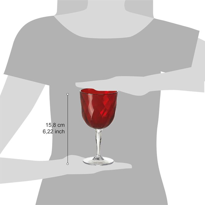 Набір келихів Omada Design Linea Diamond Rot (4 шт., 27,5 cl) з акрилу, для дому та вулиці