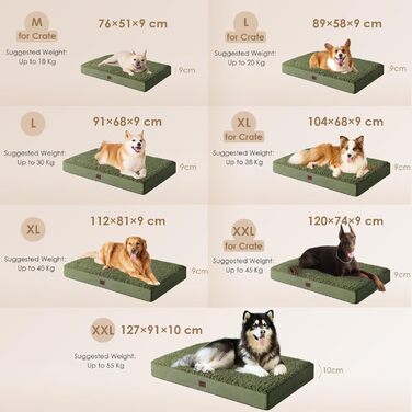 Ортопедичне ліжко для собак EHEYCIGA, маленькі породи, 76x51x9 см, з м'яким покриттям, легко миється, для переноски, оливковий колір