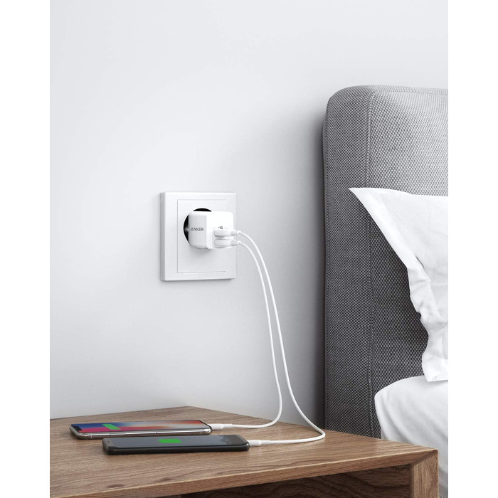 Anker PowerPort Mini: Двопортовий мережевий адаптер, компактний, 2.5A, для iPhone, iPad, Galaxy та інших пристроїв (білий)