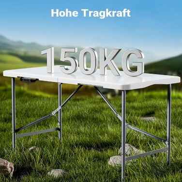 Складний кемпінговий стіл Wiltec 122x60x75 см з ручкою для перенесення - для пікніка, саду, вечірок