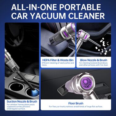 Бездротовий міні-пилосос Semflagree 23000Pa: для дому, авто, офісу. Зручний, портативний, USB-зарядка. Підходить для видалення шерсті тварин.