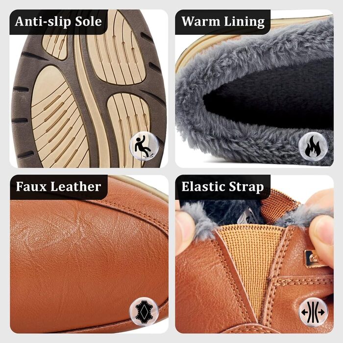 Чоловічі халапи шкіряні зимові теплі з плюшевою підкладкою, тапочки для дому та вулиці (червоно-коричневий, 42 EU)