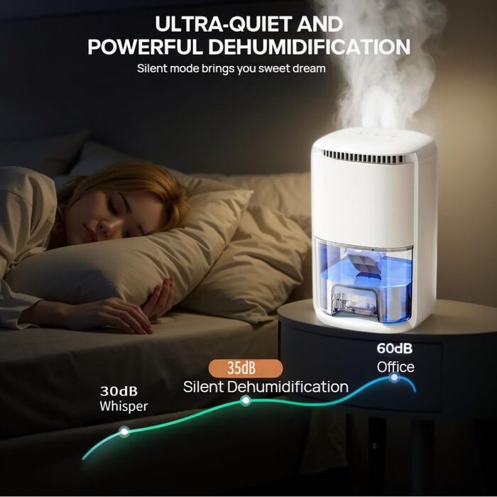 Електричний осушувач повітря 1000 мл для дому, авто, ванної кімнати (білий)