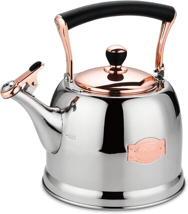 Нержавійна чавур для кемпінгу 3L з чайником, для плити та газової поверхні, зі свистком (Золотий)