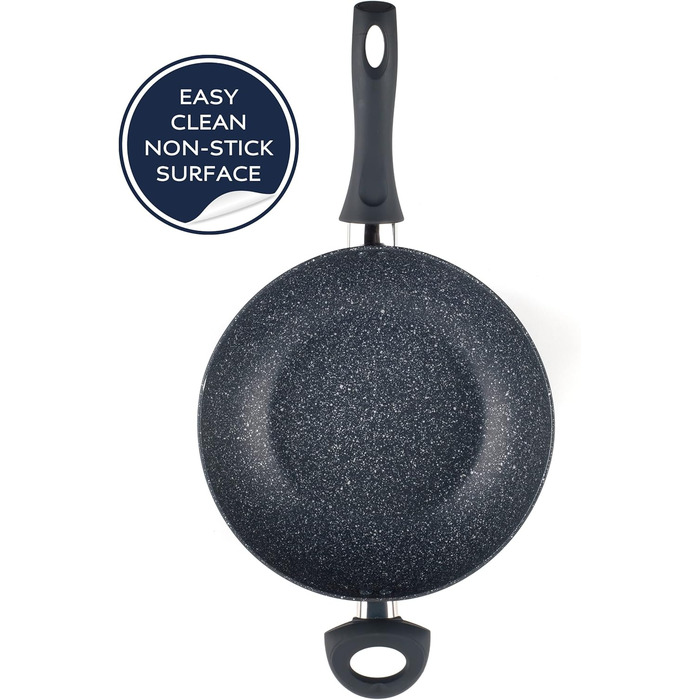 Сковорода Russell Hobbs RH00840EU7 з антипригарним покриттям, 20 см, для приготування омлетів, індукційна, з бакелітовою ручкою, з нержавіючої сталі, Nightfall Stone (вок 28 см з кришкою)